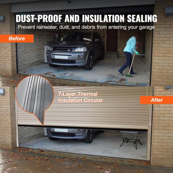 Garageporttætninger med U-formet bundgummi + O-ring, aluminiumsskinne og tilbehør, 16 fod, 3 3/4 tommer bred, sort.