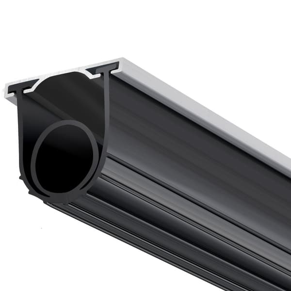 Garageporttætninger med U-formet bundgummi + O-ring, aluminiumsskinne og tilbehør, 16 fod, 3 3/4 tommer bred, sort.