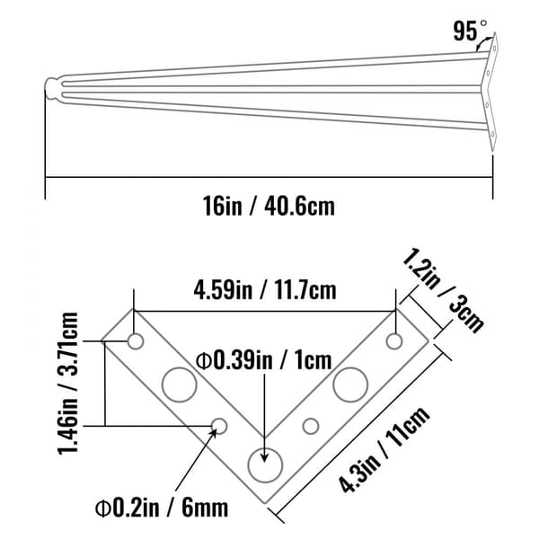 Hårnålsbordsben 16 tum svarta, 4 st, 220lbs kapacitet, kolstål, DIY-bordben för kraftiga möbler.