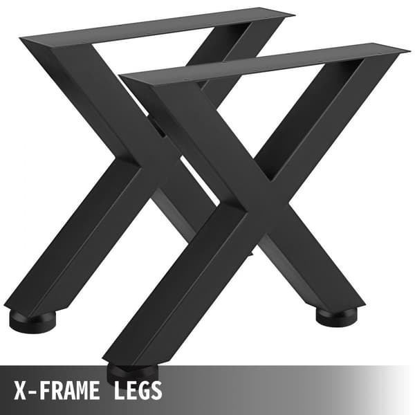 Metallbordsben 15,7 x 15,5 tum svarta Premium-stålbordsben med X-frame, perfekt för kaffebutik och hemkontor.