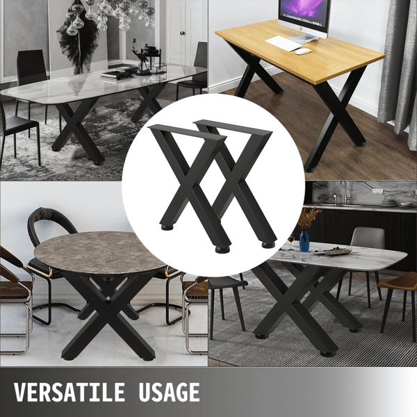 Metallbordsben 15,7 x 15,5 tum svarta Premium-stålbordsben med X-frame, perfekt för kaffebutik och hemkontor.