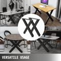 Miniatyrbild 7 av 9: Metallbordsben 15,7 x 15,5 tum svarta Premium-stålbordsben med X-frame, perfekt för kaffebutik och hemkontor.
