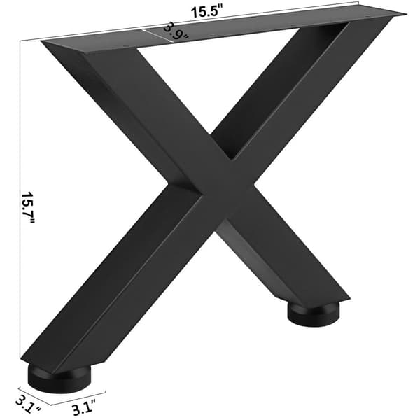 Metallbordsben 15,7 x 15,5 tum svarta Premium-stålbordsben med X-frame, perfekt för kaffebutik och hemkontor.