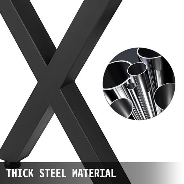 Metallbordsben 15,7 x 15,5 tum svarta Premium-stålbordsben med X-frame, perfekt för kaffebutik och hemkontor.