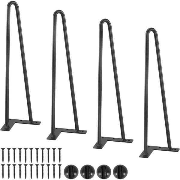 406,4 MM hårnålsmöbelben, DIY metallprojekt för bord, 226,8 kg kapacitet, gummiskydd, robusta moderna ben, 4 st.