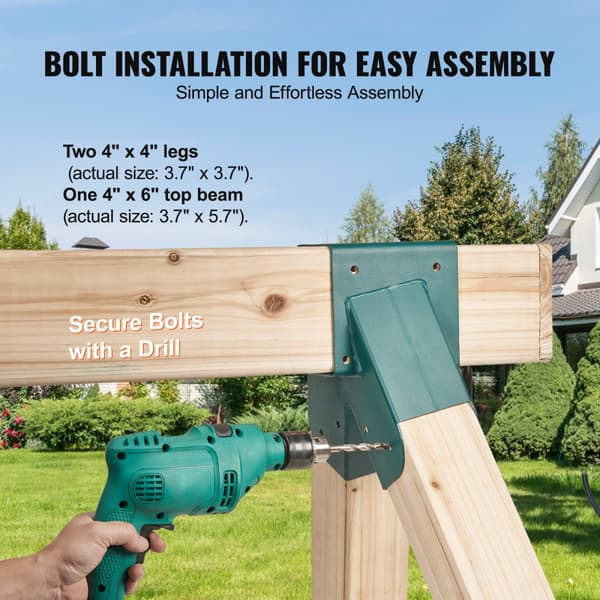 A-Frame gungsatsfästen, robust kolståls gungsats med verktyg, DIY för 101,6x101,6 mm ben & 101,6x152,4 mm balk, grön 2st