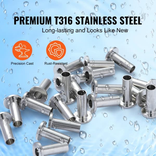 121 kpl T316 ruostumattomasta teräksestä, 4 mm ja 4,8 mm suojaholkit kaiteisiin, DIY kaiteet, ilmainen poranterä, hopea