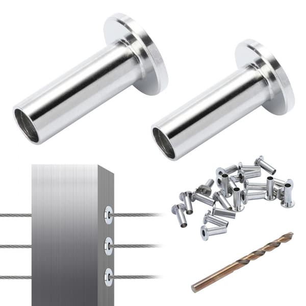 121 kpl T316 ruostumattomasta teräksestä, 4 mm ja 4,8 mm suojaholkit kaiteisiin, DIY kaiteet, ilmainen poranterä, hopea