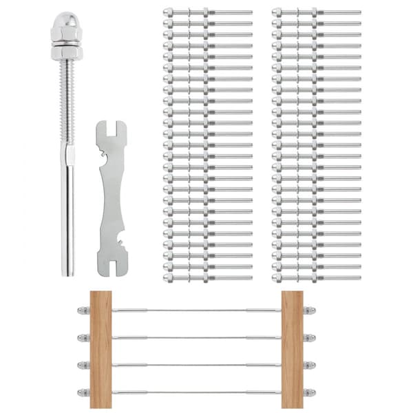 61-pak kabelrækværk Swage gevindbolt til spænding, T316 rustfrit stål, perfekt til 3,2 mm dækkabel til træ-/metalstolper.