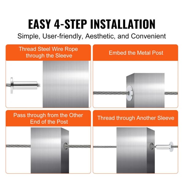 81 stk T316 rustfrit stål beskyttelseshylstre til 3,2 mm wire-kabelgelænder, DIY balustrade T316 marinekvalitet, inkl. gratis bor, sølv