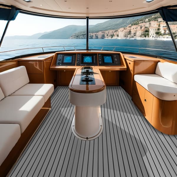 Bådgulve i EVA-skum 94,5" x 45,7", skridsikker og selvklæbende belægning, 29,9 kvm marinetæppe til båd, yacht og kajak.