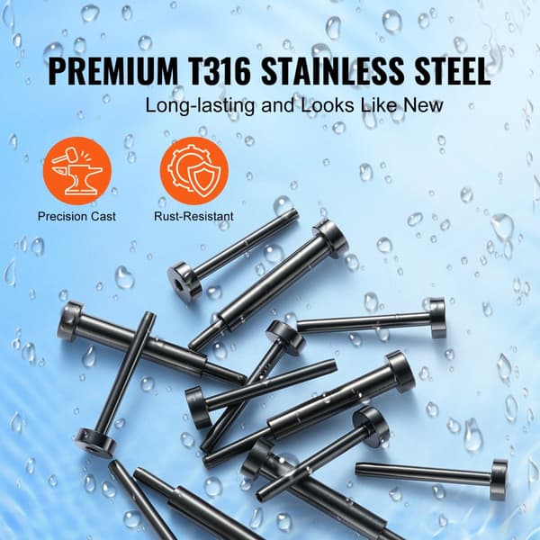 40 Pack näkymätön kaapelikaide, T316 ruostumatonta terästä, 3,2 mm kiinnitys puu- ja metallitolppiin, musta.