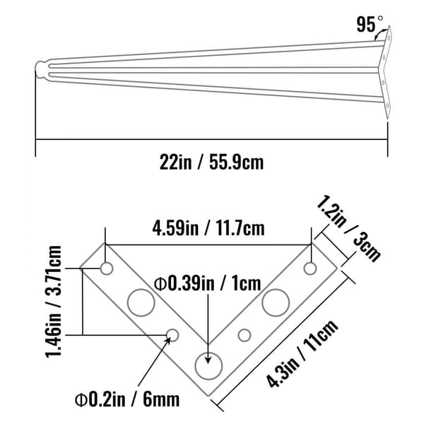 Hårnålsbordsben 22 tum svart, set med 4, 220lbs kapacitet. Kraftiga DIY-bordsben för skrivbord och matbord.