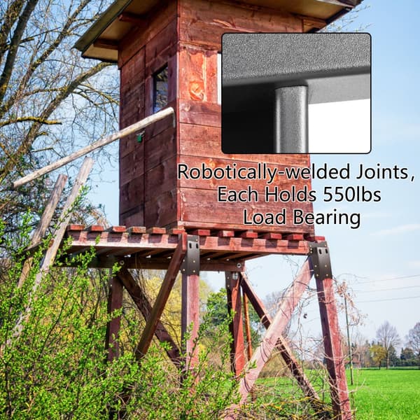 Hjortegardinbeslag, 2 stk. 4"x4" stativer, pulverlakeret stål, stærke og holdbare til udendørs brug og jagt med skruesæt.