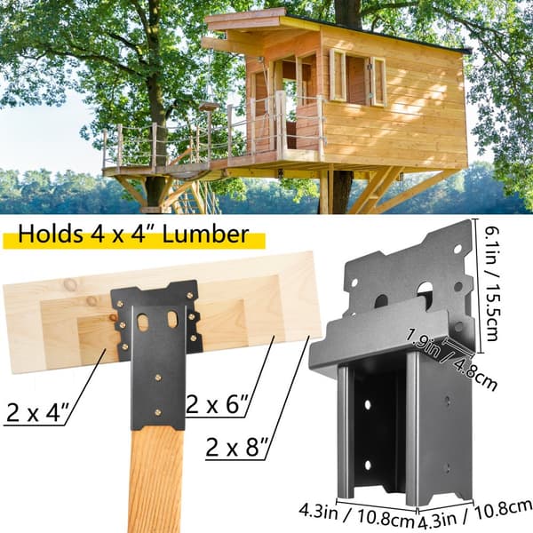 Hjortegardinbeslag, 2 stk. 4"x4" stativer, pulverlakeret stål, stærke og holdbare til udendørs brug og jagt med skruesæt.