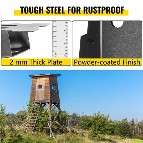 Hjortegardinbeslag, 2 stk. 4"x4" stativer, pulverlakeret stål, stærke og holdbare til udendørs brug og jagt med skruesæt.