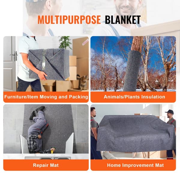 Flyttfiltar, 72" x 54", 21 lbs/dz, 24 förpackningar, professionella återvunna bomullsfiltar för möbel- och golvskydd.