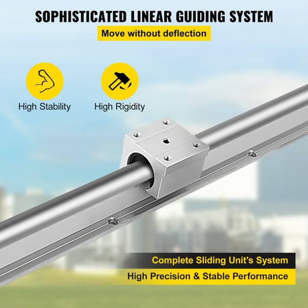 Linearföringar Linjärskena 2 X SBR16-600 mm Linearlager med 4 SBR16UU-lagerblock och 2 skenaxlar 2200 mm Rostfri linjärskena