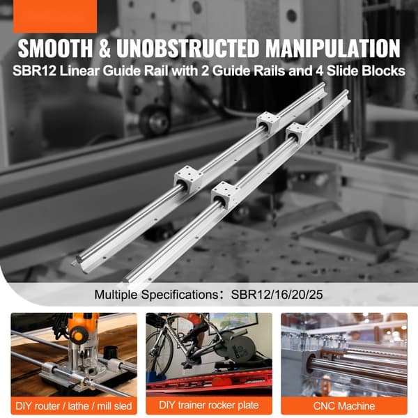 Linjära styrskenor SBR12 1000 mm, 2 ST, 39,4 tum, 4 ST SBR12UU glidblock för CNC-router DIY-projekt.
