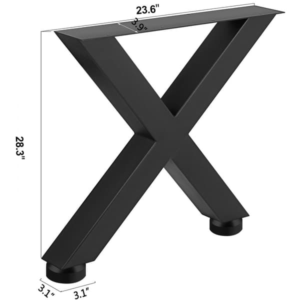 Metalliset pöytäjalat 28,3 x 23,6 tuumaa, mustat Premium-teräksiset X-rungolla, täydelliset kahviloihin ja baareihin.