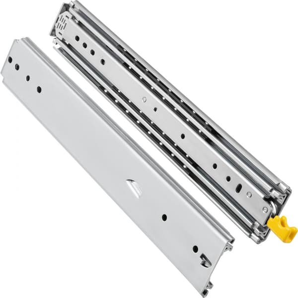Tungt lastad lådslider 22", låsbara, 500lbs kapacitet, full förlängning, sidomonterade kullager, industriell hylla.