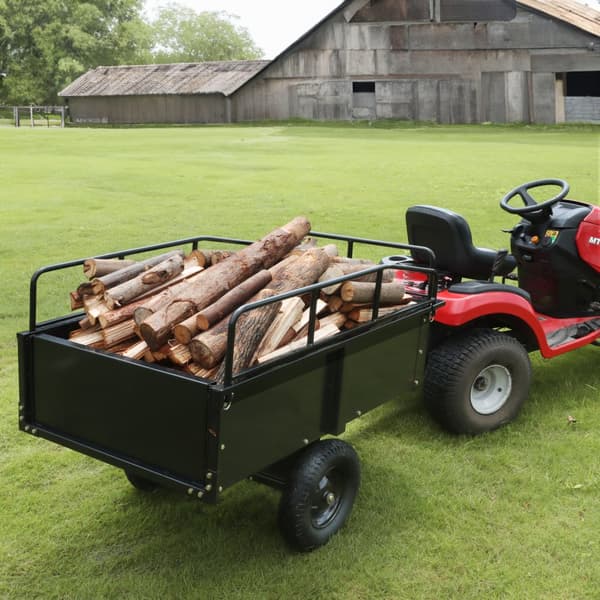 Robust ATV-trailer Ståldumpervogn, 750-lbs, 15 kubikfod, haveanhænger med fjernbare sider til plæneklipper og traktorer.