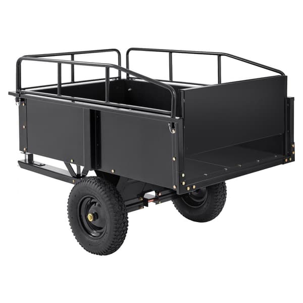 Robust ATV-trailer Ståldumpervogn, 750-lbs, 15 kubikfod, haveanhænger med fjernbare sider til plæneklipper og traktorer.