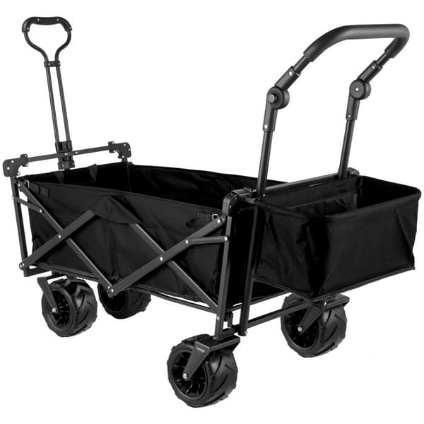Sammenklapelig havevogn 92,7 x 54,3 x 98,5 cm. Sort handvogn til transport af varer op til 100 kg. Ideel til haven.