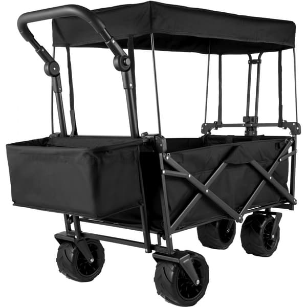 Sammenklapelig havevogn 92,7 x 54,3 x 98,5 cm. Sort handvogn til transport af varer op til 100 kg. Ideel til haven.