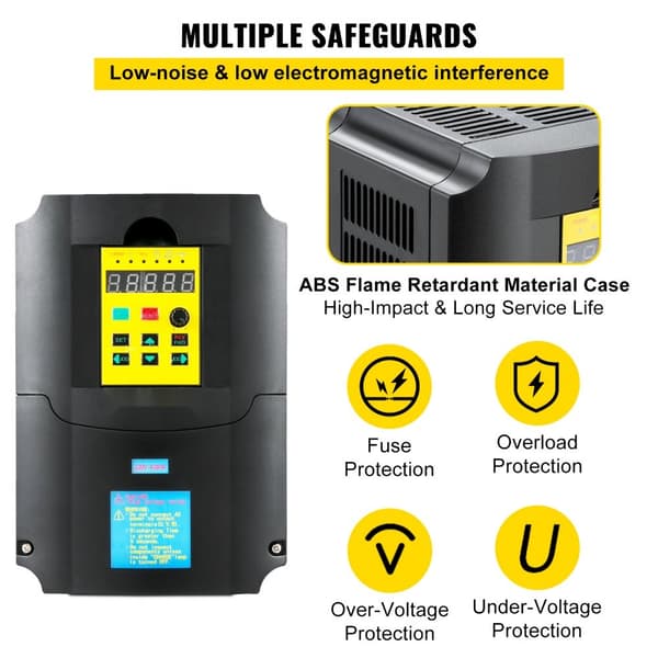 Variabel Frekvensdrevet, AC 220V Indgang 4KW CNC Inverter, VFD 5.5HK, 1 eller 3-fase indgang, 3-fase udgang til motorspeed kontrol.