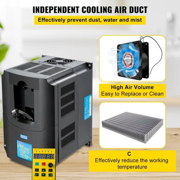 Variabel Frekvensdrevet, AC 220V Indgang 4KW CNC Inverter, VFD 5.5HK, 1 eller 3-fase indgang, 3-fase udgang til motorspeed kontrol.