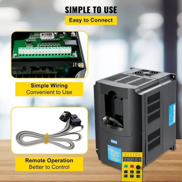 Variabel Frekvensdrevet, AC 220V Indgang 4KW CNC Inverter, VFD 5.5HK, 1 eller 3-fase indgang, 3-fase udgang til motorspeed kontrol.