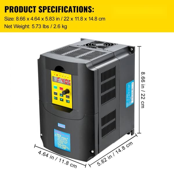 Variabel Frekvensdrevet, AC 220V Indgang 4KW CNC Inverter, VFD 5.5HK, 1 eller 3-fase indgang, 3-fase udgang til motorspeed kontrol.