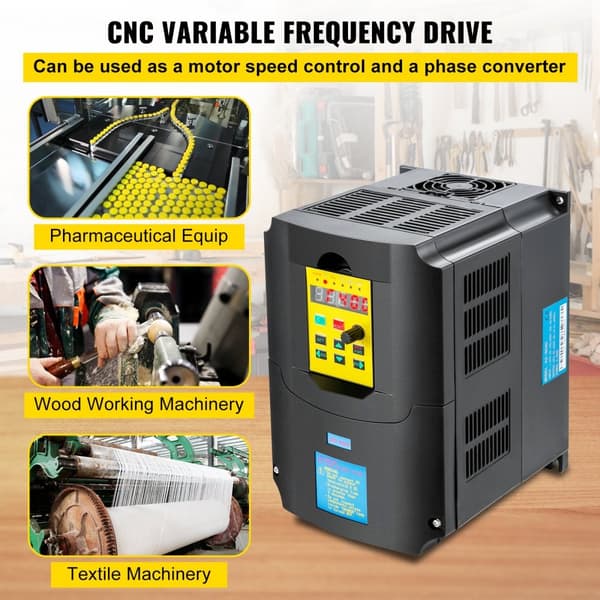 Variabel Frekvensdrevet, AC 220V Indgang 4KW CNC Inverter, VFD 5.5HK, 1 eller 3-fase indgang, 3-fase udgang til motorspeed kontrol.