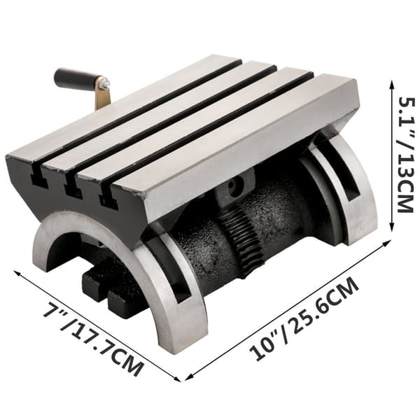 Kallistettava jyrsinpöytä 10x7", 0-90° säädettävä, 3 T-uraa, kestävä hiontaan.