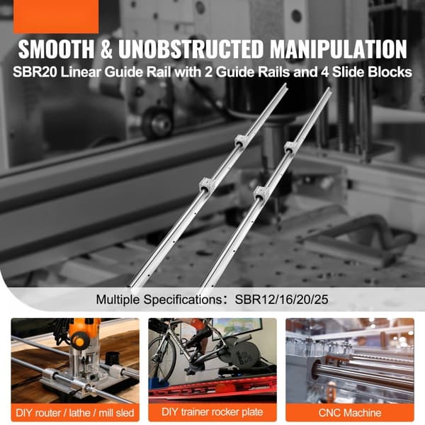 Linjära SBR20 styrskenor 1500 mm, 2 ST, 4 ST SBR20UU glidblock för CNC-router och automatiserade maskiner.