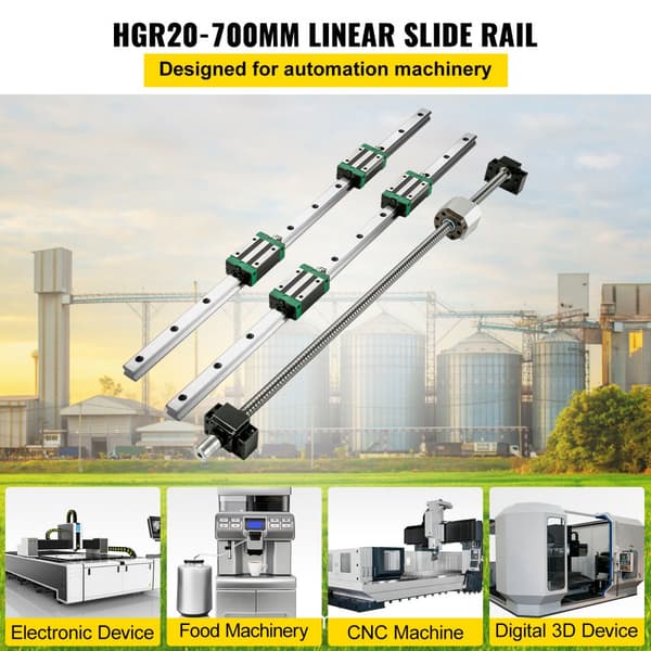 Lineaarijohtimet, 4 kpl liukublokkeja, kuulakuormitussarja 3D-tulostimille ja CNC-koneille, Hgr 20-700 mm.