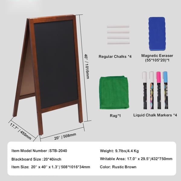 A Frame -liitutaulukyltti, kaksipuoliset vintage-puukylttit, 20"x40", maalaismainen sandwichboard keittiöhäihin.