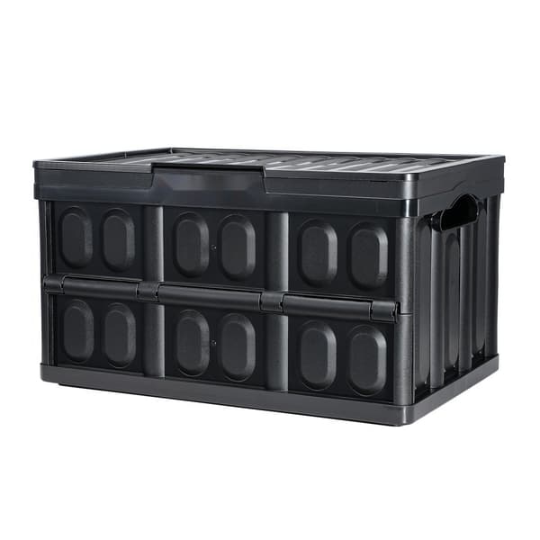 Sammenklappelige opbevaringskasser med låg, 45 L 3-pak, foldbare plastkasser til tøj, legetøj, bøger og mere. Ideelle til effektiv opbevaring!