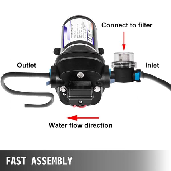 Vattentrycksmembranpump 12V FL-40, 40PSI självsugande vattenpump, 17L/MIN Immabooster för husvagn och båt.