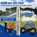 Miniatyrbillede 2 af 7: Dykpumpe 550W til dykbrønd, 230V/50Hz, 50L/min, 89m hovedhøjde, 20m ledning, automatisk trykafbryder, rustfrit stål. Ideel til industri.