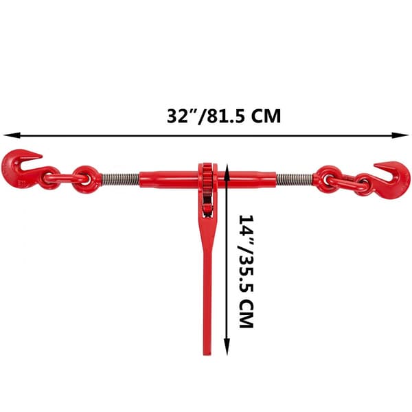 9215 LBS 3/8" – 1/2" Rengasriippa, 9.215 lbs, turvallinen kuormitus, G70-koukku, säädettävä pituus, 2 kpl, punainen