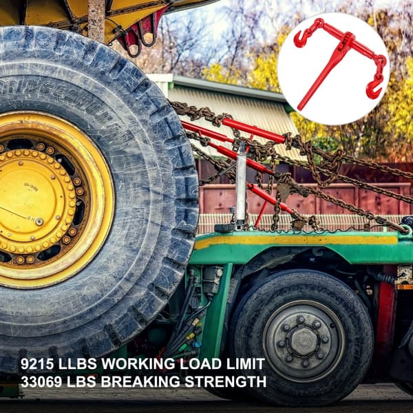 9215 LBS 3/8" – 1/2" Rengasriippa, 9.215 lbs, turvallinen kuormitus, G70-koukku, säädettävä pituus, 2 kpl, punainen