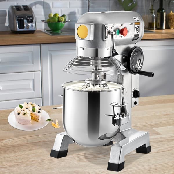 Kommersiel standmixer, 30Qt rustfrit stål, 1500W tung elektrisk mixer med 3 hastigheder. Inkluderer piskeris og dejkrog - ideel til bagerpizzeria.