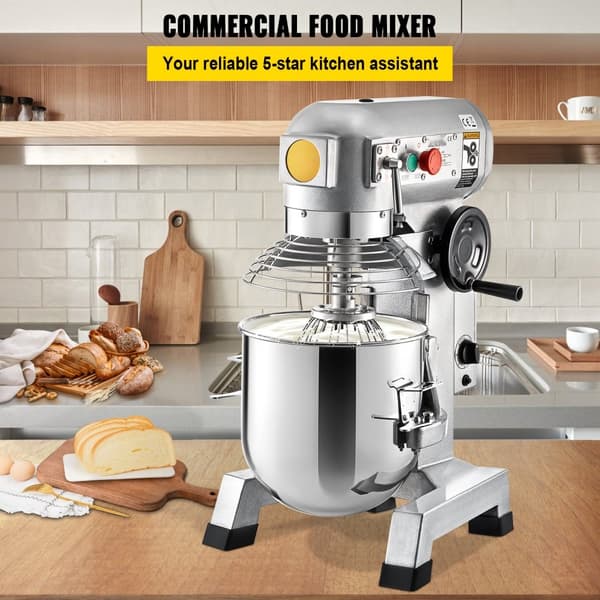 Kommersiel standmixer, 30Qt rustfrit stål, 1500W tung elektrisk mixer med 3 hastigheder. Inkluderer piskeris og dejkrog - ideel til bagerpizzeria.