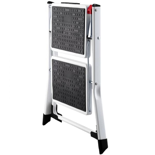 Trappstege 2-stegs 150 kg, ergonomisk hopfällbar i stål med anti-halkpedal, robust för hushåll, kök och kontor.