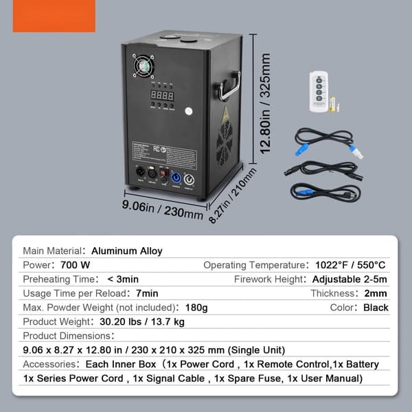 Kall Funksprutare Maskin x2 700W 2-5M Scen DJ Bröllop Fest