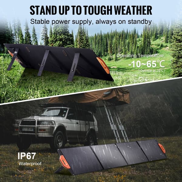 Bärbar 200W monokristallin solpanel, hopfällbar ETFE-solladdarsats.