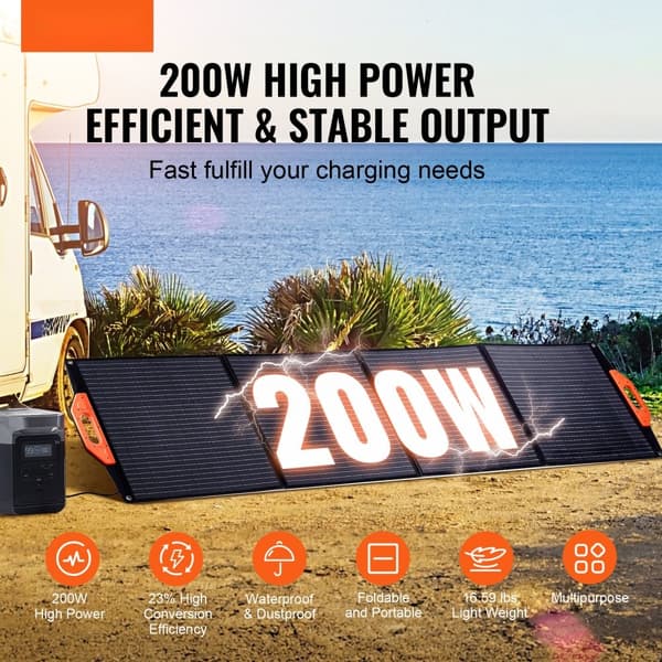 Bärbar 200W monokristallin solpanel, hopfällbar ETFE-solladdarsats.