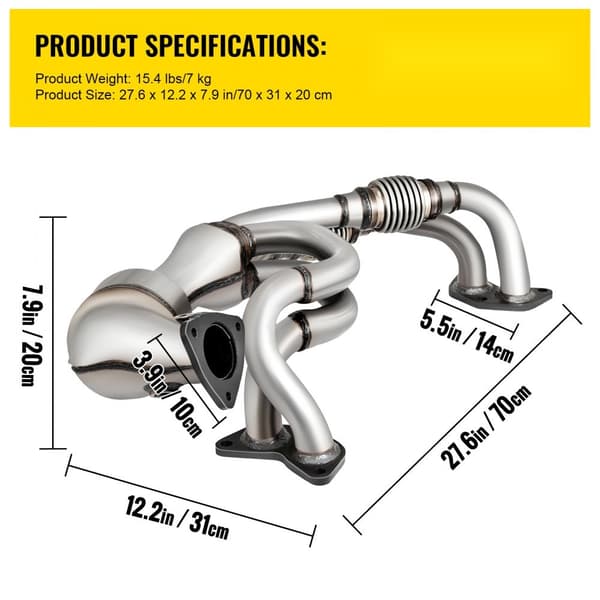 Katalysator Abgaskrümmer Dichtningar 70 x 31 x 20 cm, för Subaru 2005–2010 eller Saab 9-2X 2.5L 2006, rostfritt stål, 7 kg